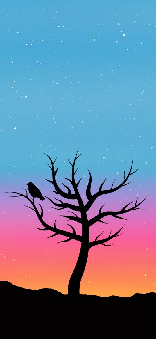 tree, bird, art, vector, stars