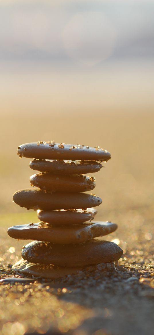 stones, sea stones, balance, sunlight, motion blur