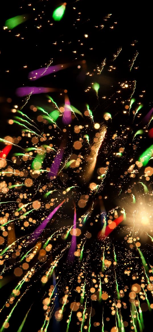 salute, fireworks, sparks, glitter, bokeh, glare