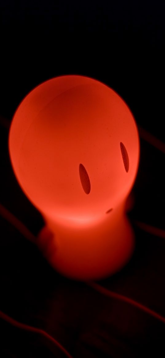 lamp, smiley, dark, red, black