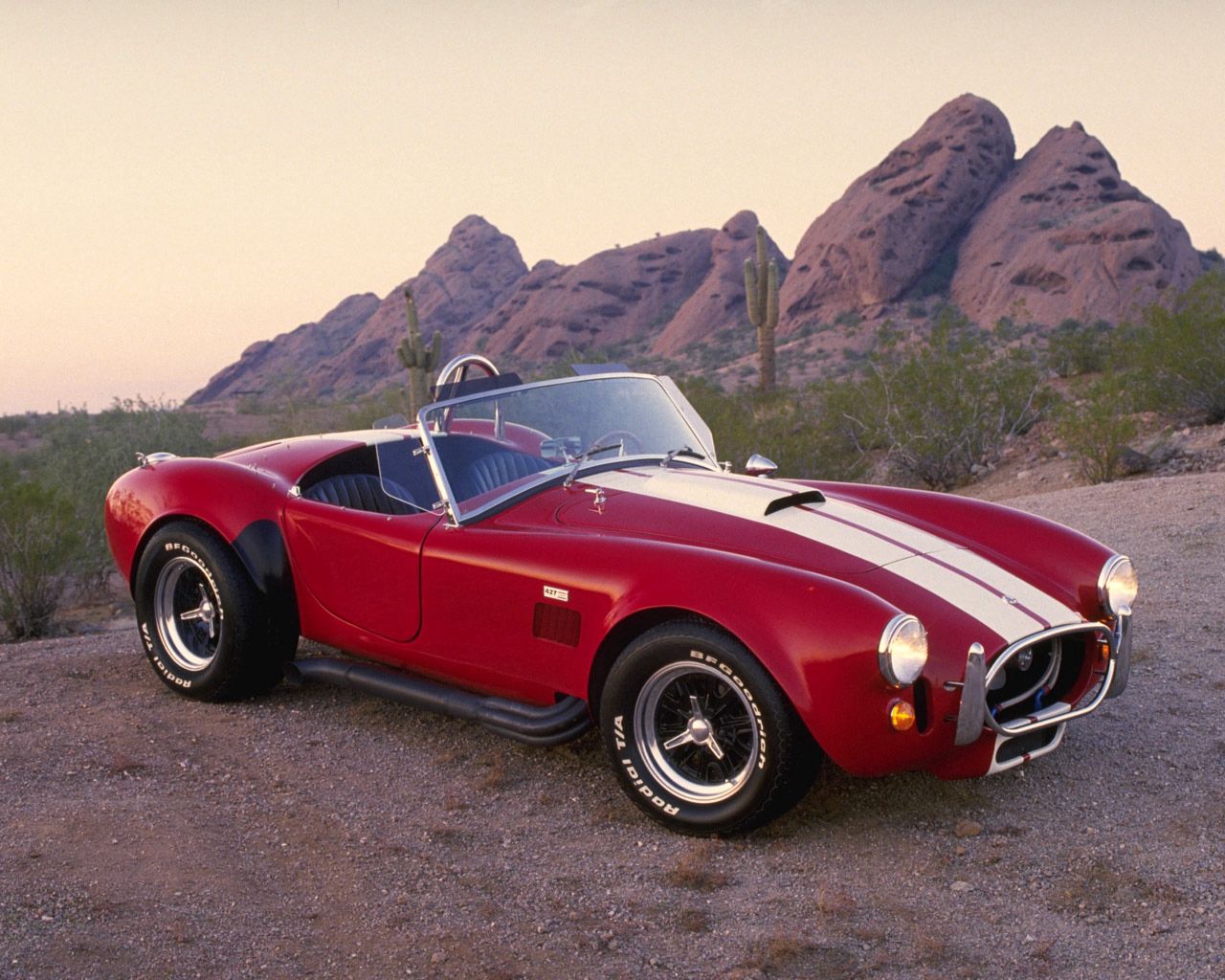 ac, cobra, 1962, red, sports, retro, style, side view, convertible, desert, car