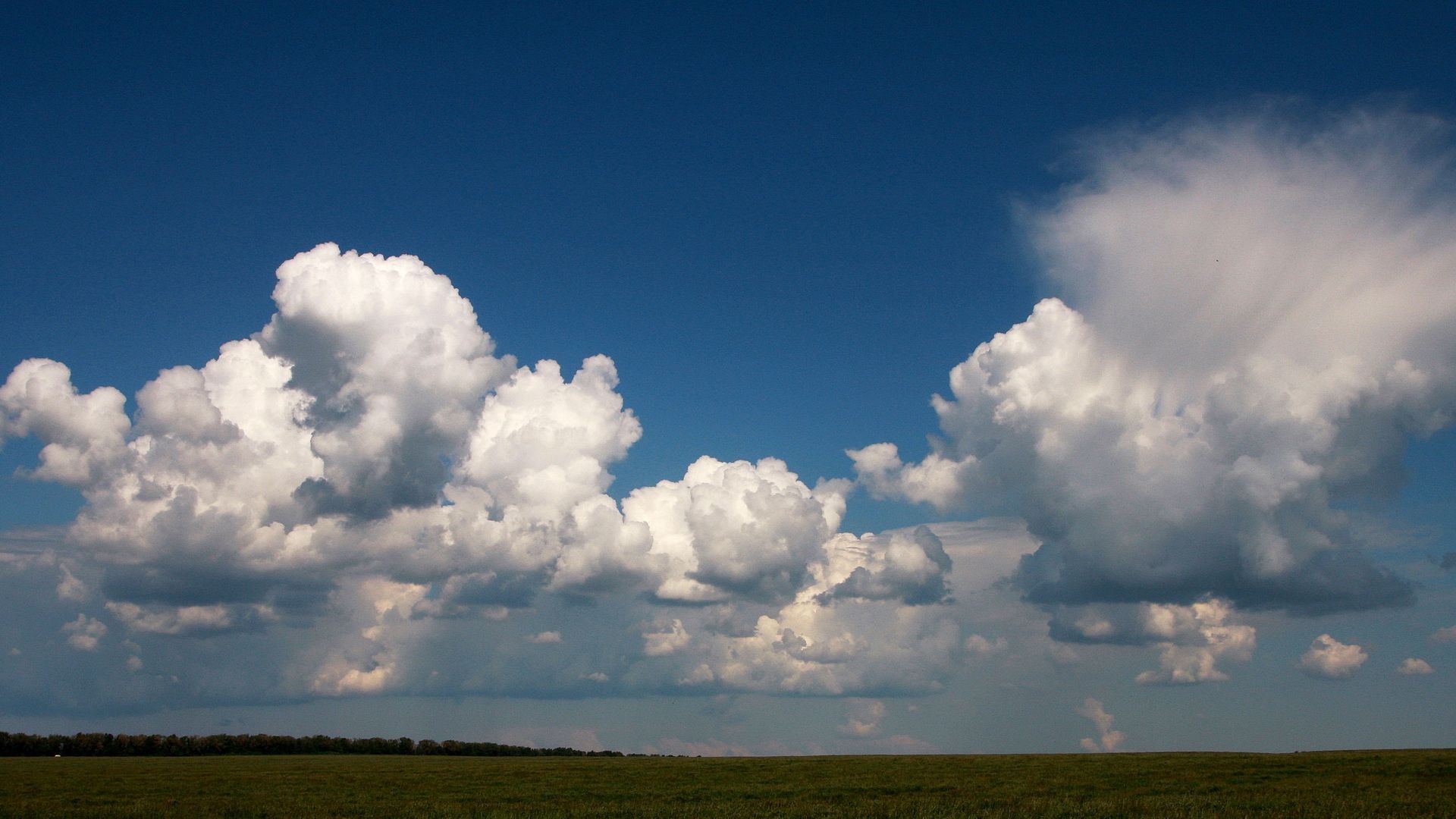 sky, clouds, blue, white, clear, field