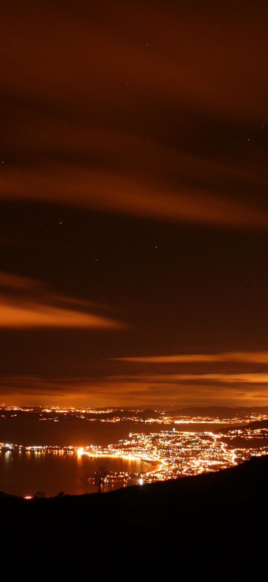 night city, city lights, top view, spain