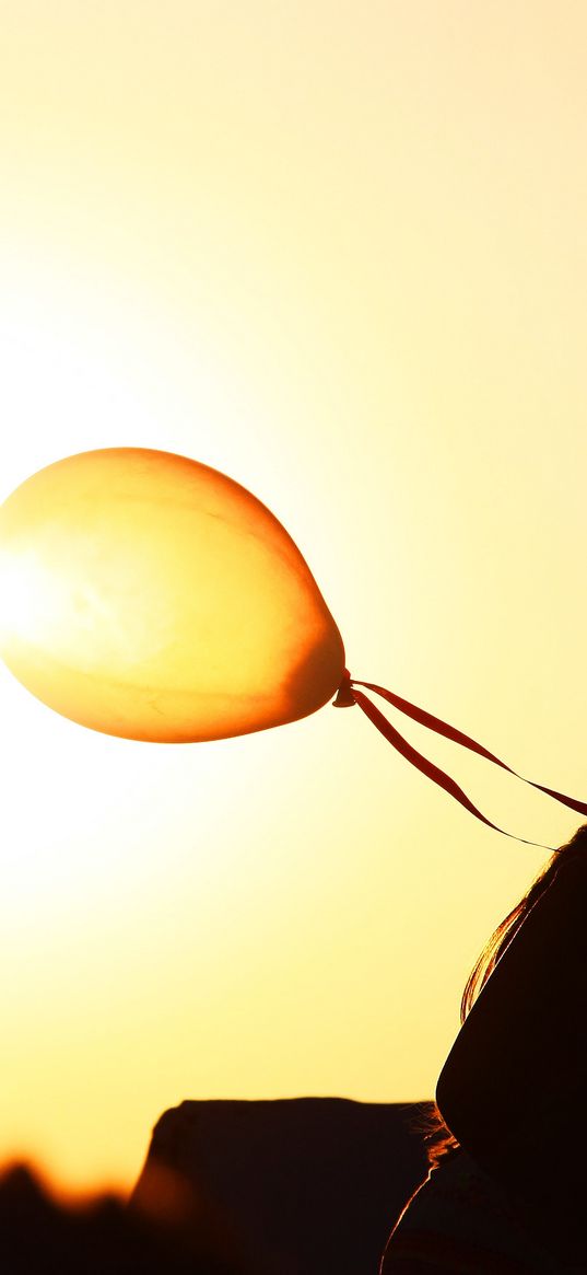 air balloon, silhouette, sunset, lightness