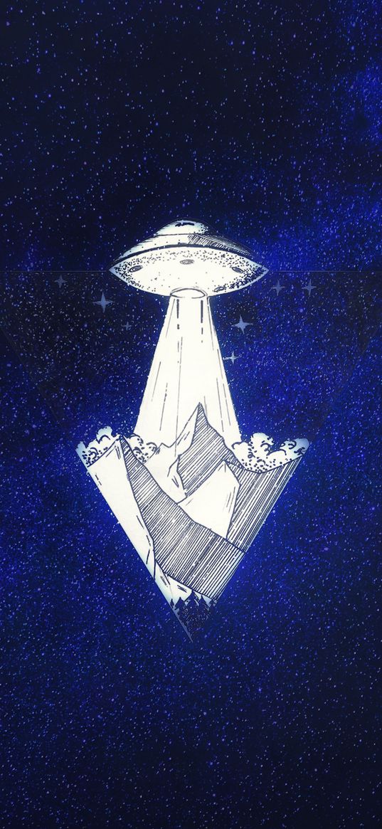 space ship, starry sky, space, art