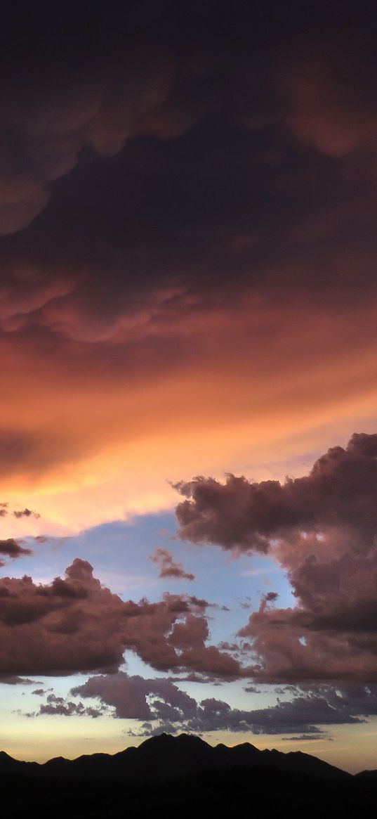 clouds, sky, mountains, overcast