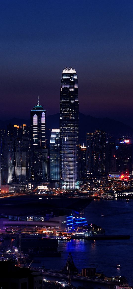 night city, city lights, metropolis, skyscrapers, hong kong