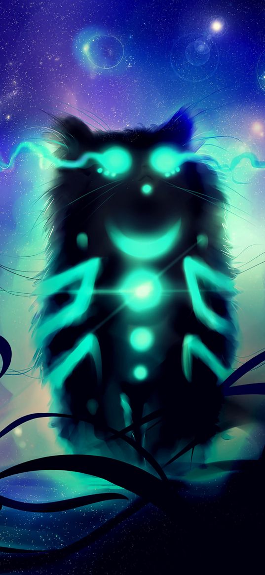 cheshire cat, cat, art, glow