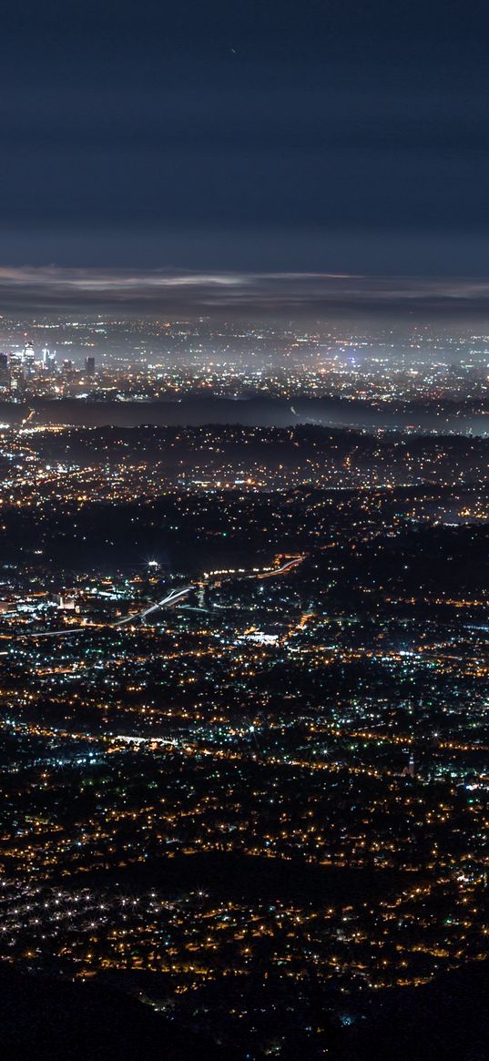 night city, top view, city lights, metropolis, lighting