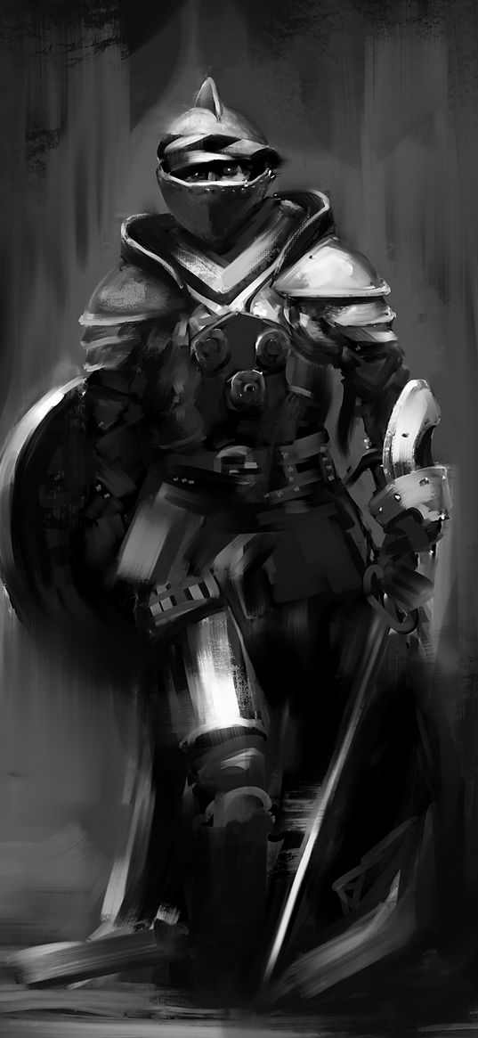 warrior, armor, sword, shield, helmet, art