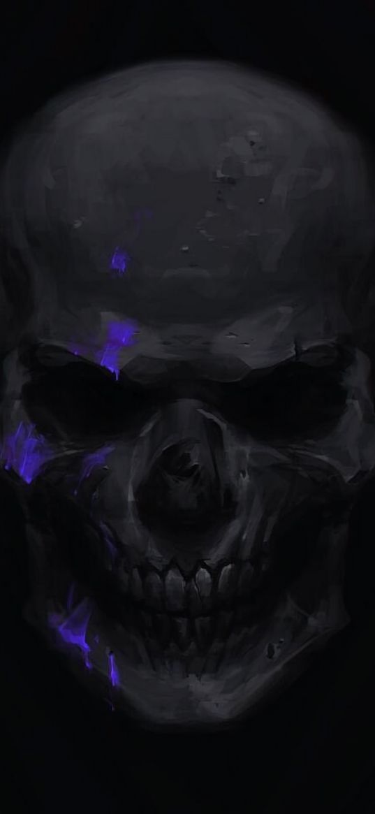 skull, bones, teeth, dark