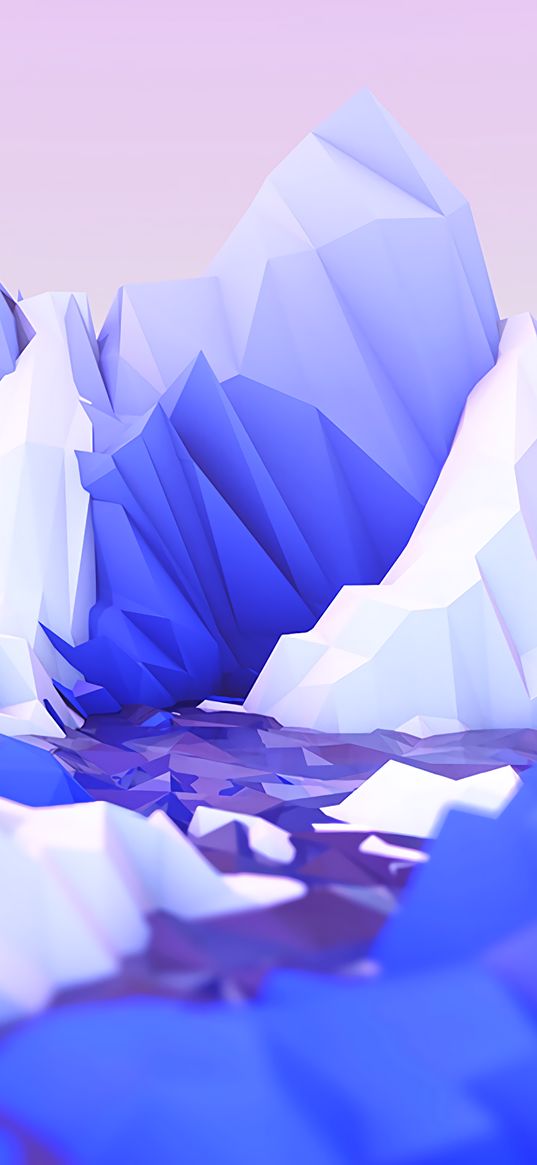 polygon, mountains, art, lilac, white