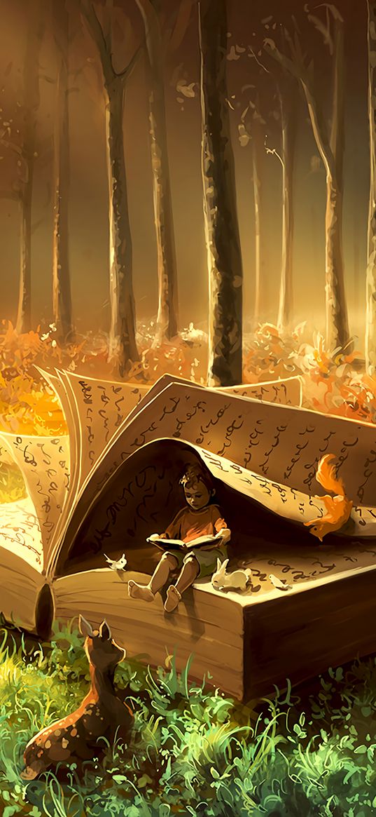 baby, book, animals, fairytale