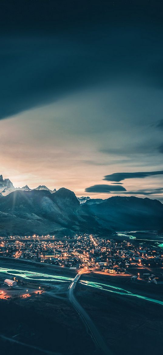 mountains, village, national park, los glaciares national park, patagonia