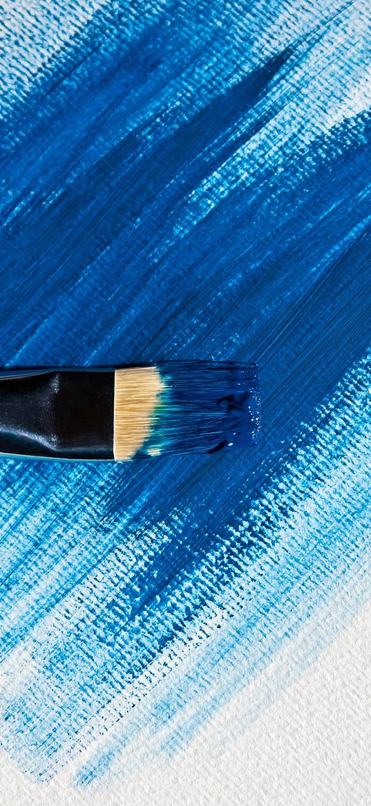 brush, paint, blue, paper