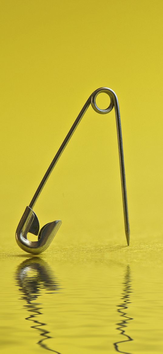 safety pin, reflection, needle, minimalism