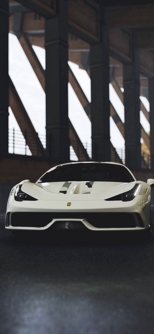 ferrari 458, ferrari, sports car, race, front view, white