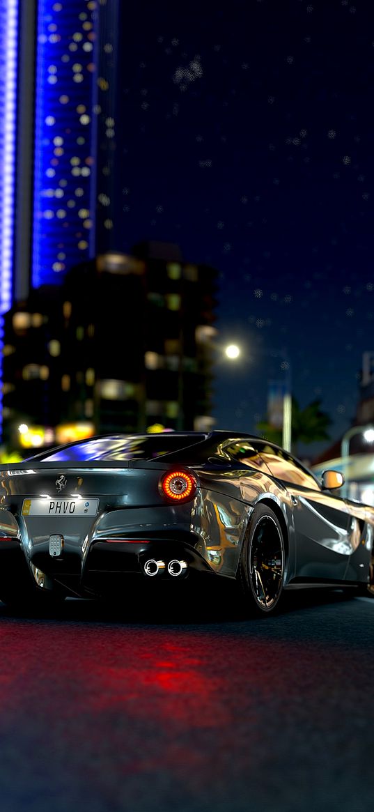 ferrari f12, ferrari, sports car, race, rear view