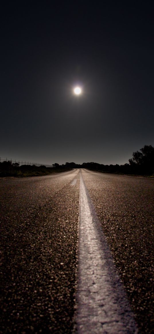 road, marking, moon, night, direction