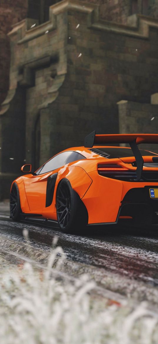 mclaren 650s, mclaren, sports car, orange, racing