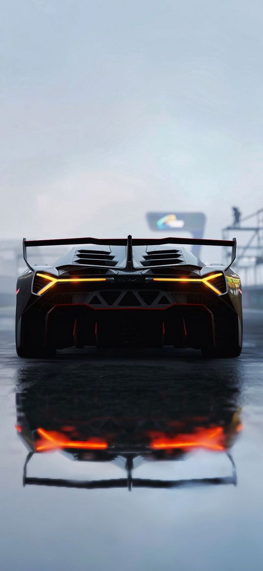 lamborghini veneno, lamborghini, sports car, racing, rear view