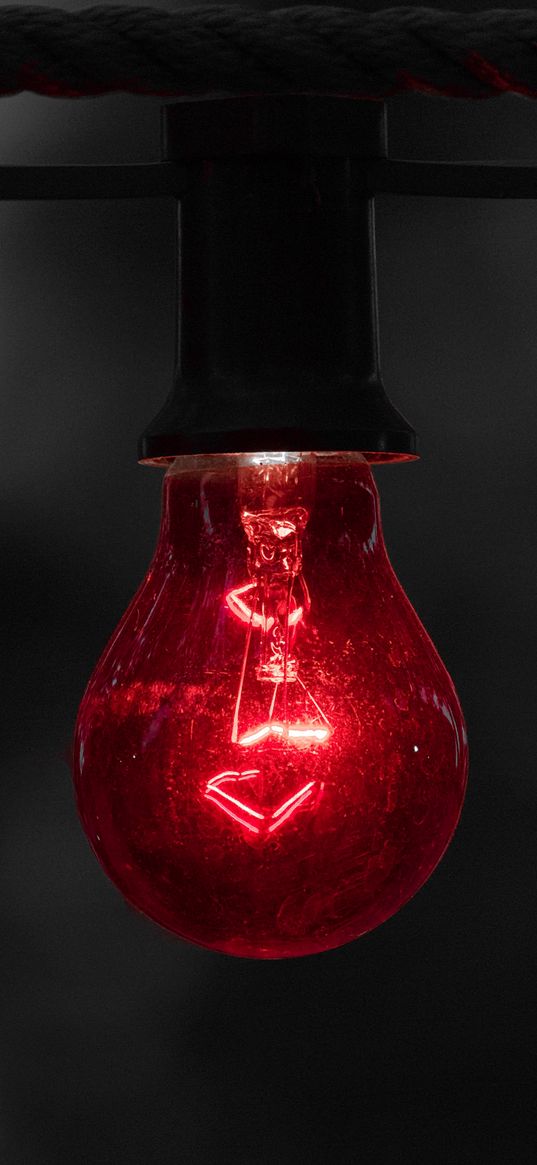 light bulb, electricity, light, lighting, red