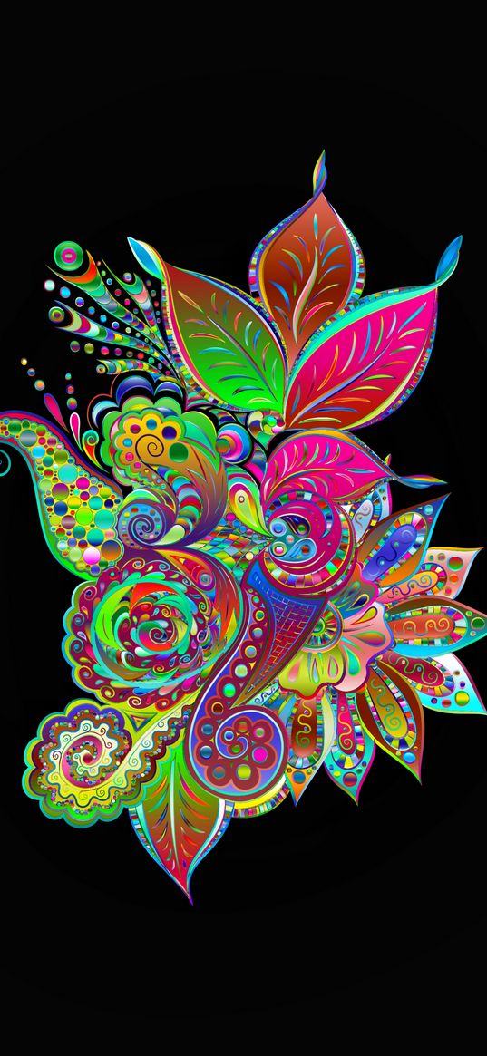 patterns, flowers, leaves, glitter, prismatic, chromatic