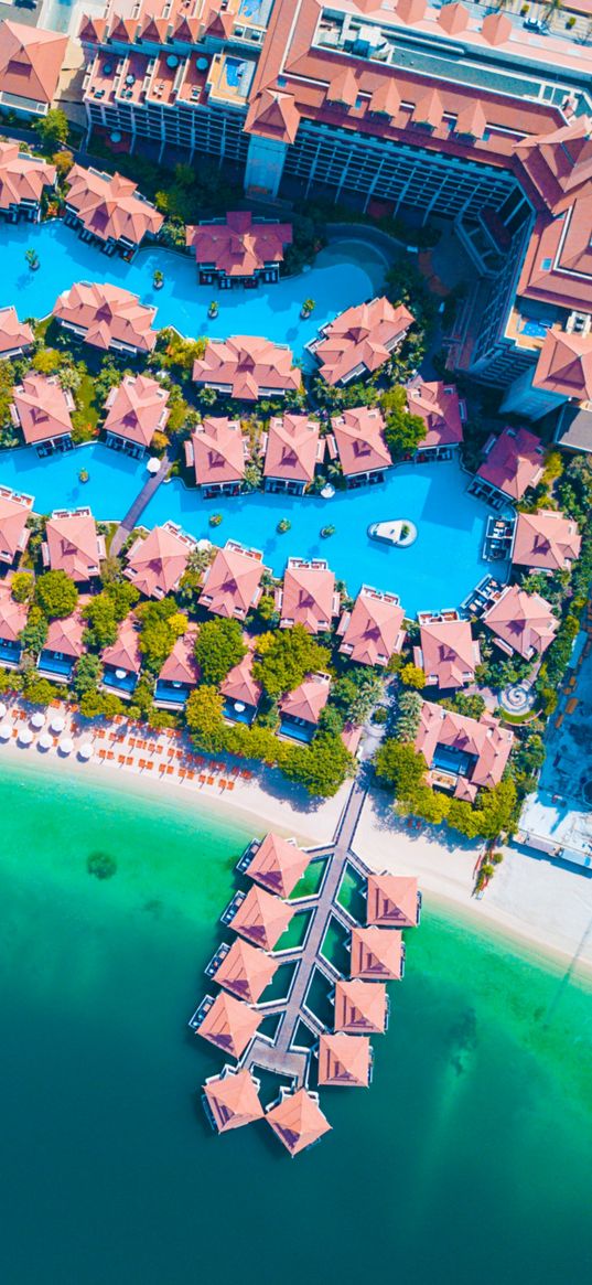 beach, ocean, aerial view, hotel, pool, resort