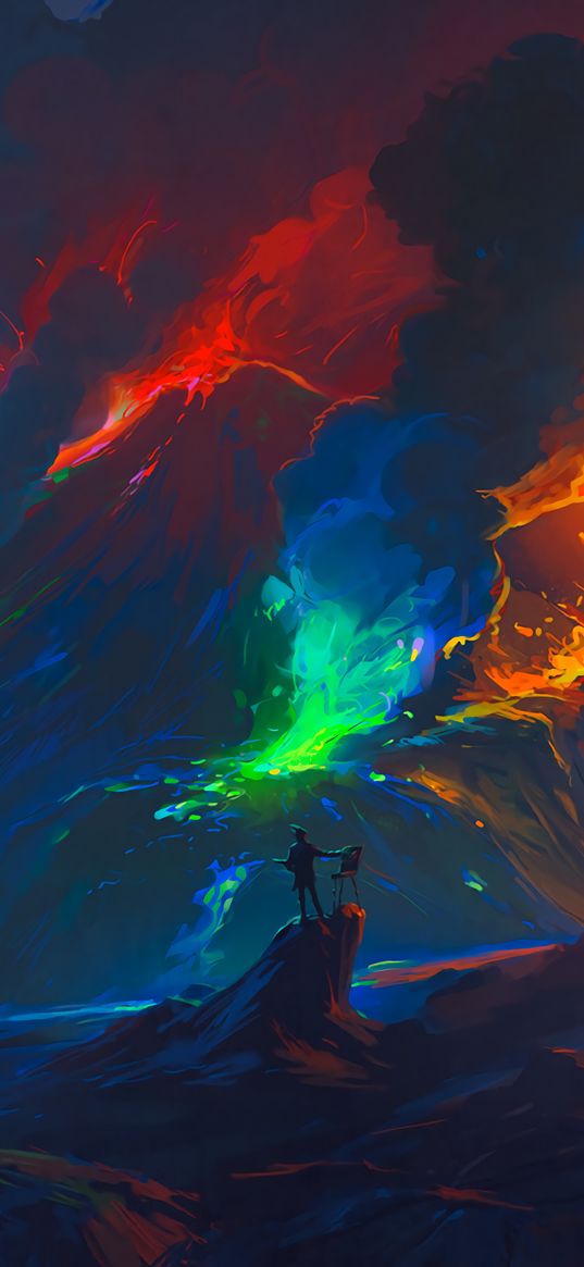 artist, waves, colorful, art, fantasy