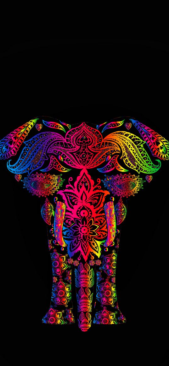 elephant, patterns, colorful, shine, prismatic, chromatic