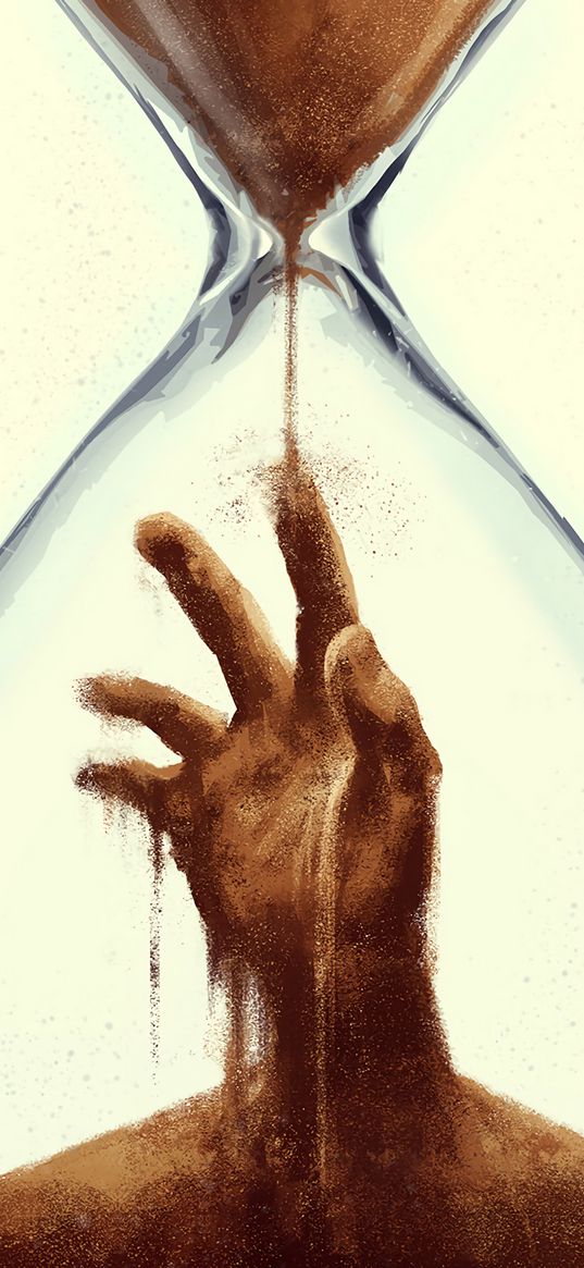 hourglass, hand, time, sand