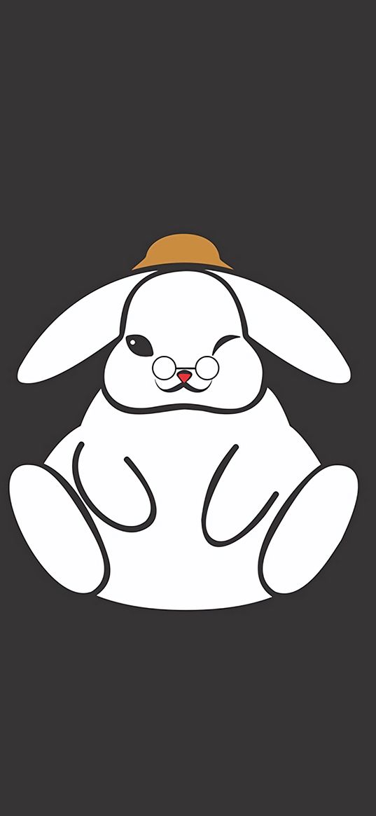 hare, art, minimalism, glasses, hat