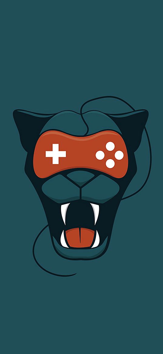 puma, joystick, grin, art, minimalism