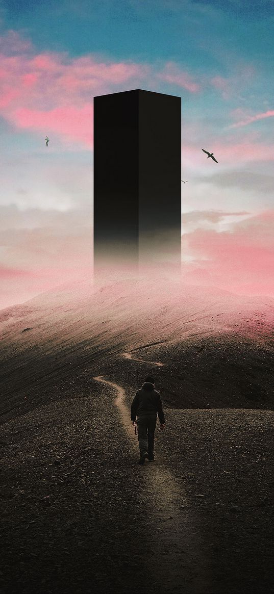 man, loneliness, mountains, photoshop, form