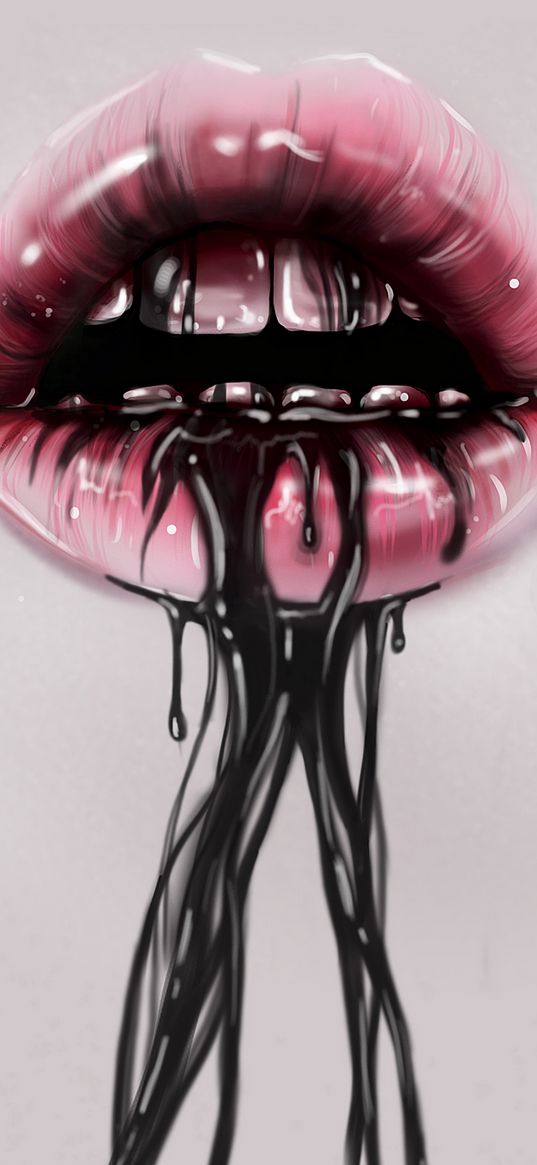 lips, paint, liquid, dark, teeth