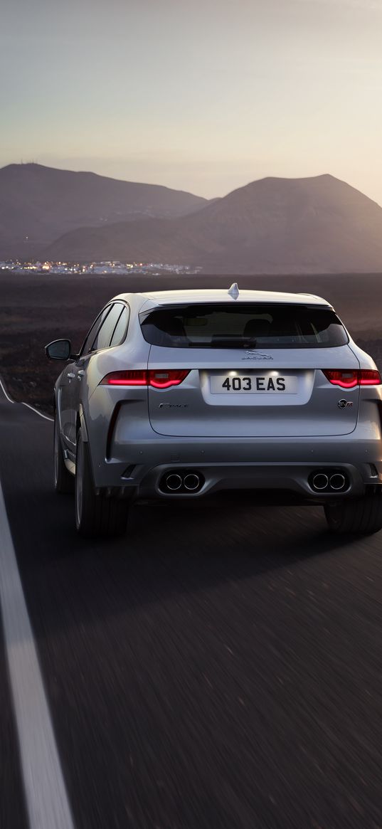 jaguar f-pace svr, jaguar, rear view, road, traffic