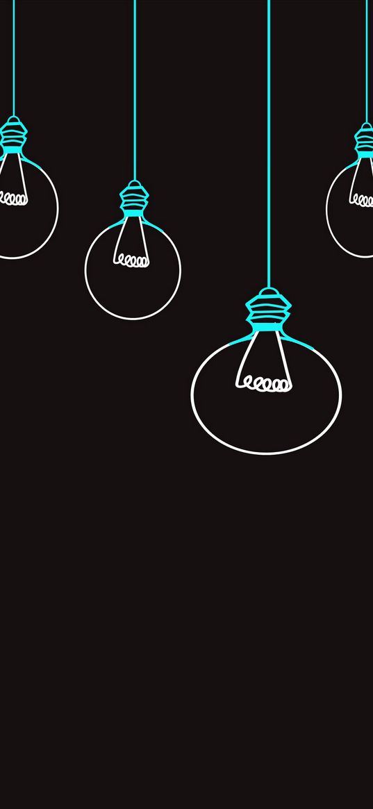 light bulb, drawing, vector, minimalism, black background