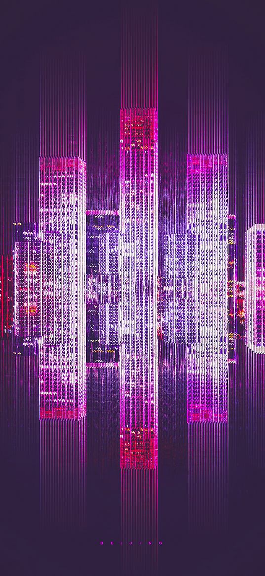 glitch, backlight, city, bright, buildings, reflection, digital