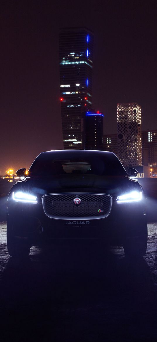 jaguar f-pace, jaguar, suv, luxury, lights, night city