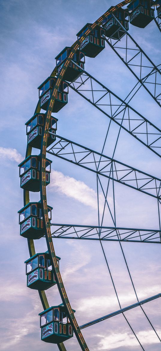 ferris wheel, attraction, design, rest, cabins, sky