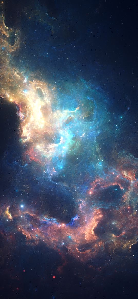 nebula, glowing, space, galaxy, stars, bright, color