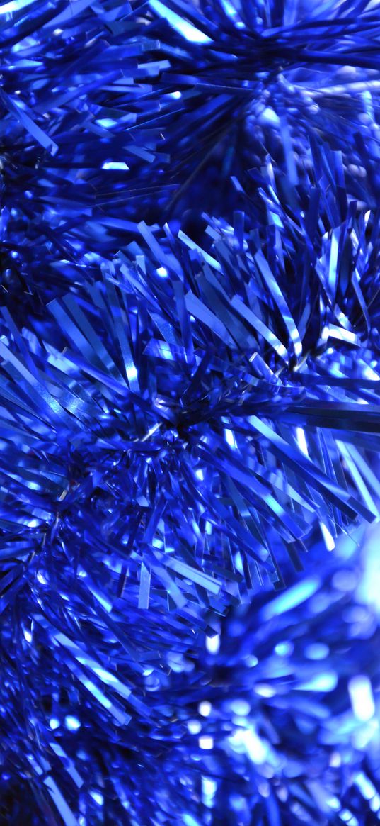 tinsel, christmas, new year, blue, decoration, glitter