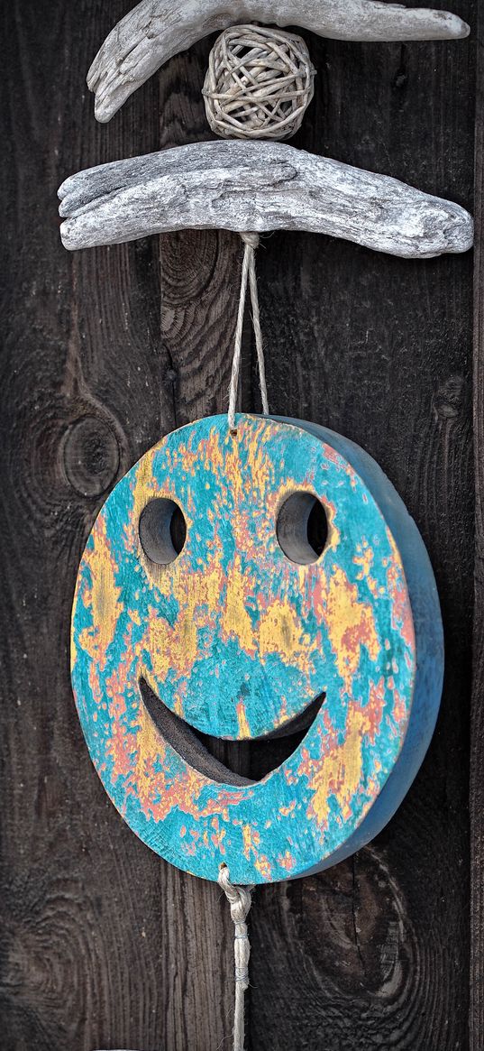 smiley, smile, decoration, wooden