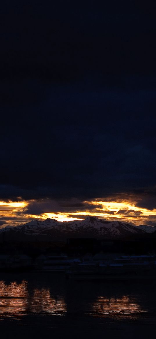 mountain, lake, night, sky, argentina