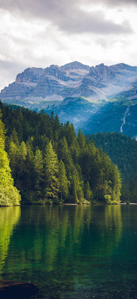 mountain, lake, trees, landscape, reflection, mountain landscape