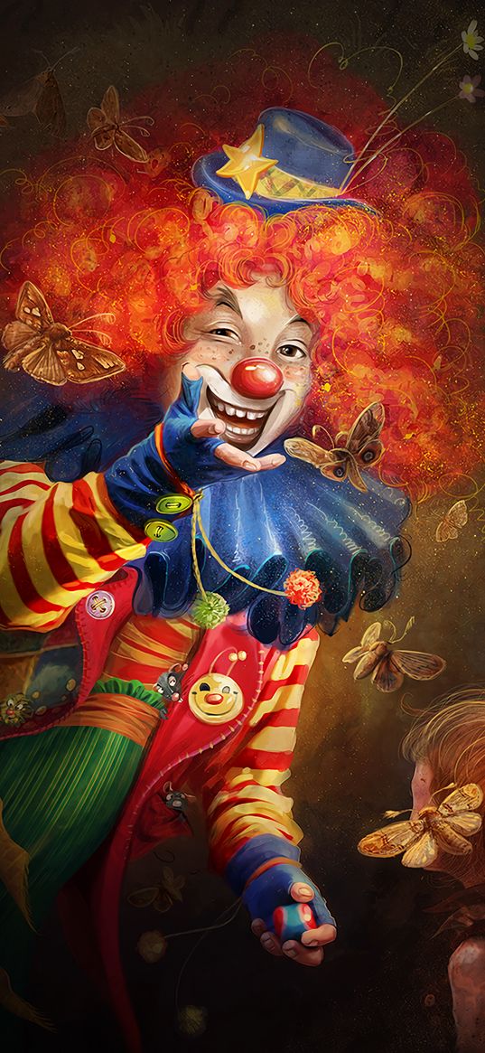 clown, art, smile, makeup, circus, emotions