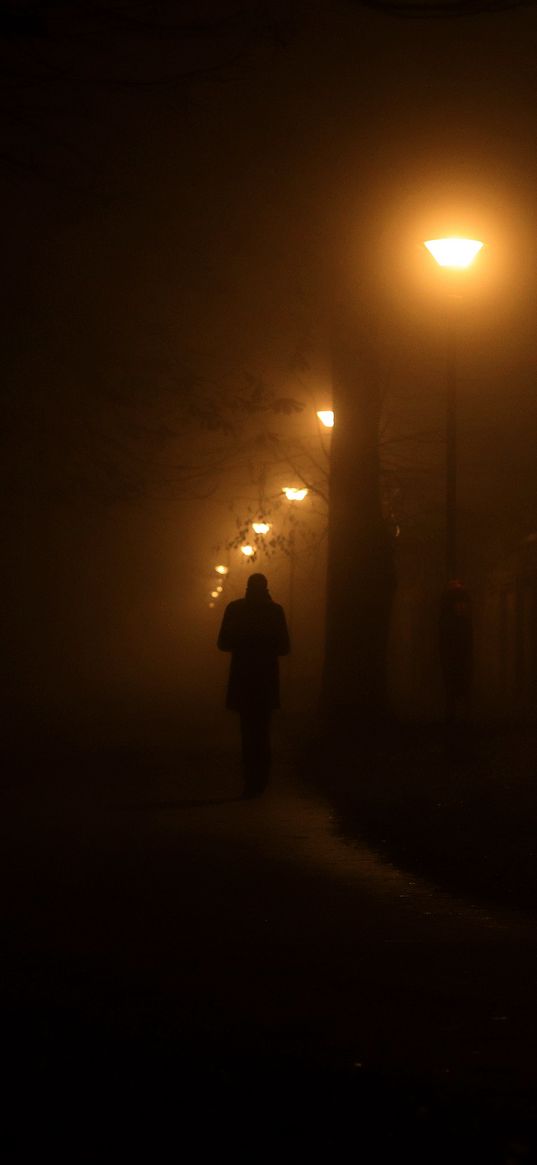 silhouette, lantern, man, night, loneliness, lonely