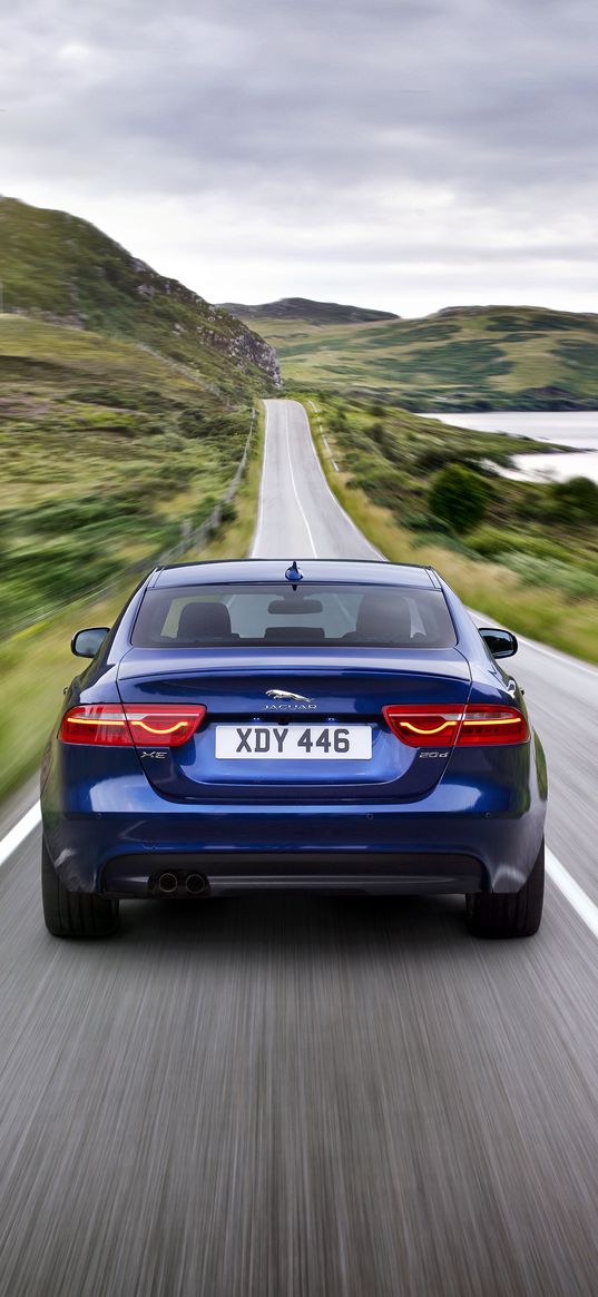 jaguar xe, jaguar, movement, speed, blue, car