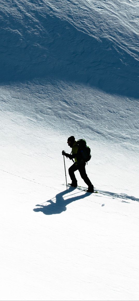 skier, snow, climb, winter, sport