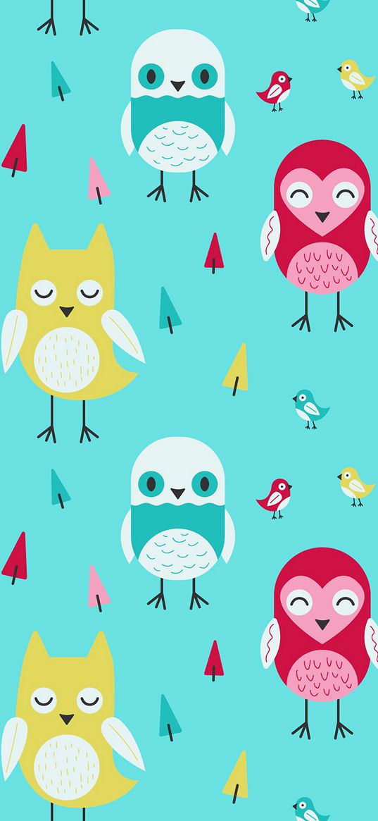 owls, art, vector, patterns, texture, colorful